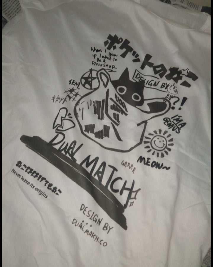 Cat Cartoon Print Loose Short Sleeve T-shirt