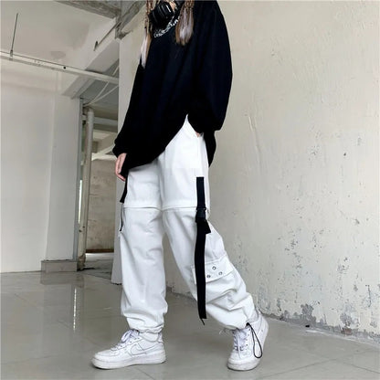 White Ribbon Punk Cargo Pants