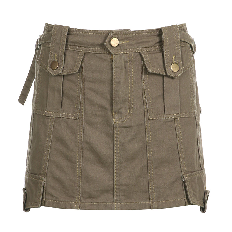 Brown Cargo Pocket Mini Skirt