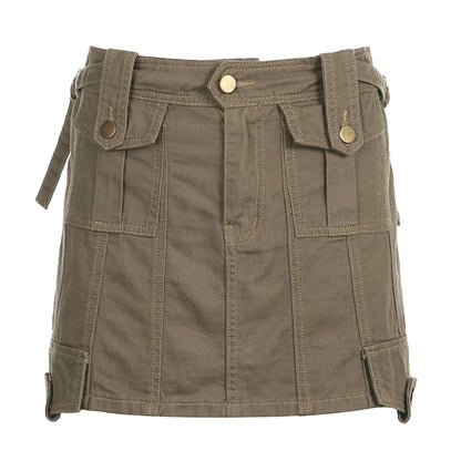 Brown Cargo Pocket Mini Skirt