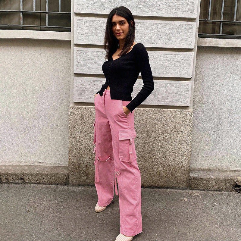 Pink Pocket Cargo Pants