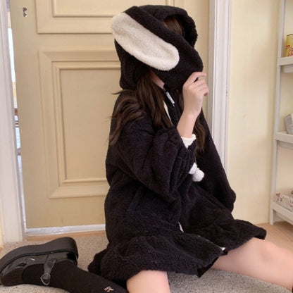 Cute Fluffy Rabbit Ear Oversized Long Sleeve Pullover Hoodie Sweatshirt E-Girl Kawaii Korean Japanese Harajuku