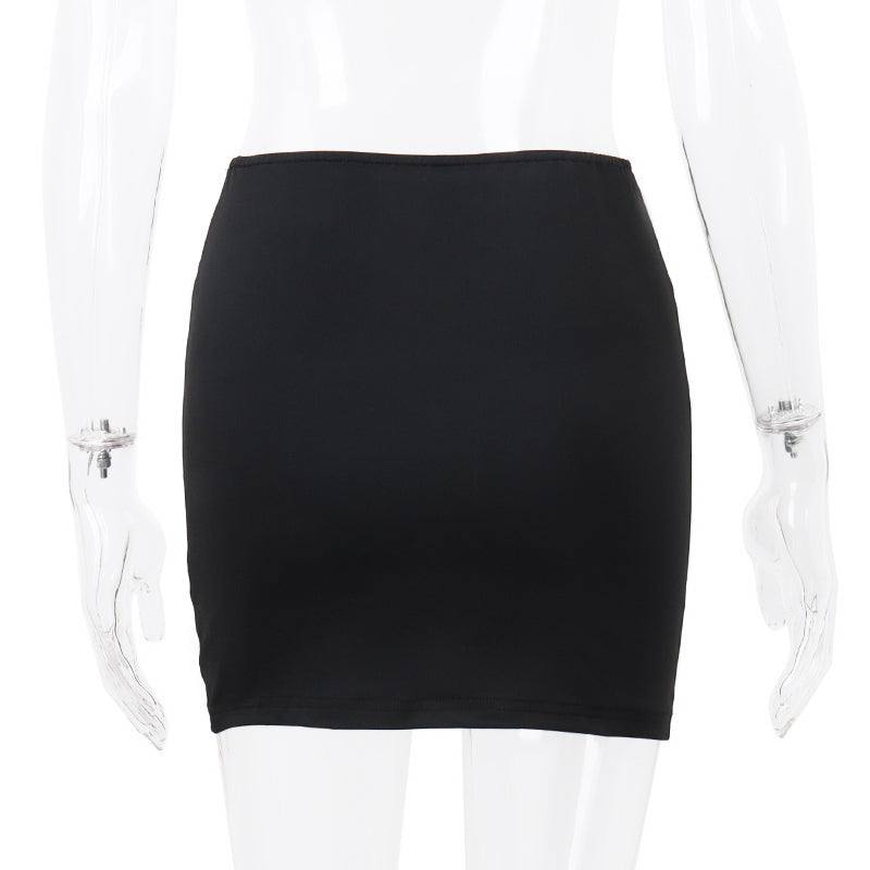 Black Bow Lace Trim High Waist Mini Skirt