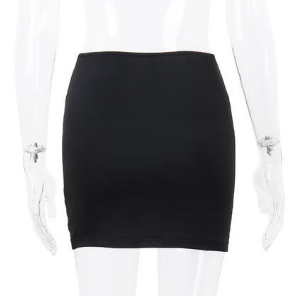 Black Bow Lace Trim High Waist Mini Skirt