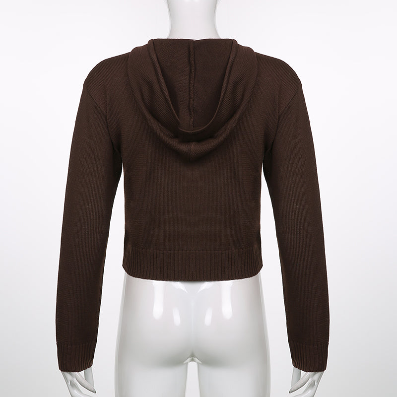 Brown Knit Long Sleeve Jacket