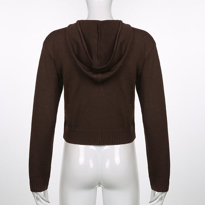 Brown Knit Long Sleeve Jacket