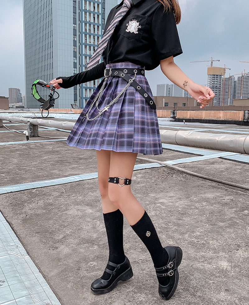 Tennis Plaid High Waisted Pleated Mini Skirt Sailor School Student Summer Bottoms E-Girl Kawaii Korean Japanese Harajuku Streetwear