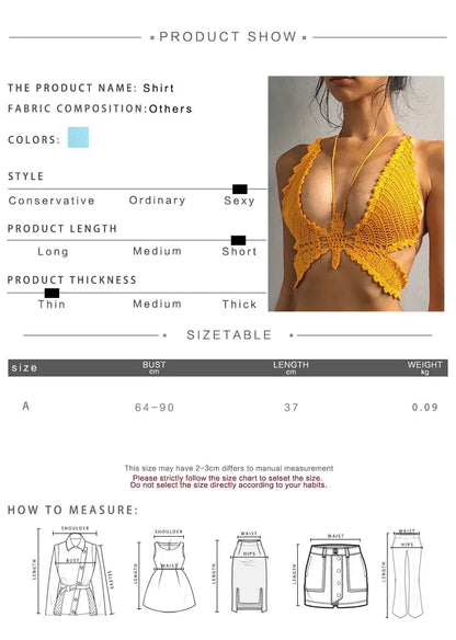 Butterfly V Neck Knit Halter Top
