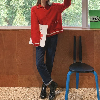 Red Strawberry Zipper Jacket