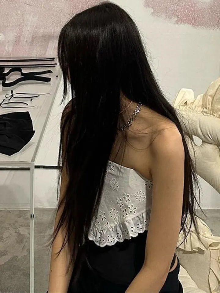 Black & Lace Patchwork Tube Top