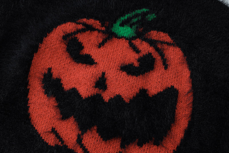 Black Fluffy Pumpkin Turtleneck Sweater