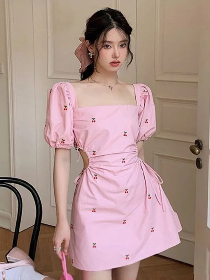 Pink Cherry Backless Mini Dress