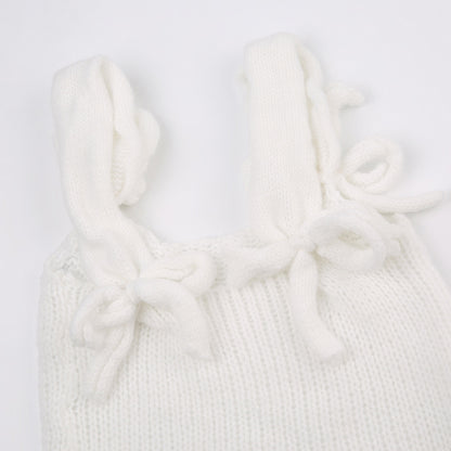 White Bow Knit Tank Top