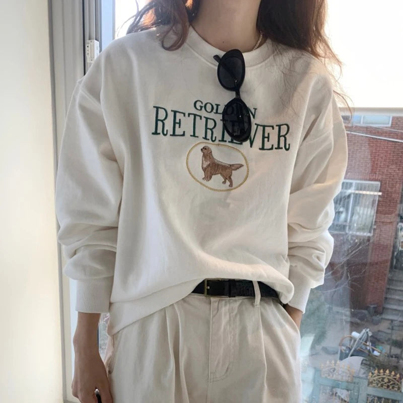 Letter Dog Embroidery Sweater