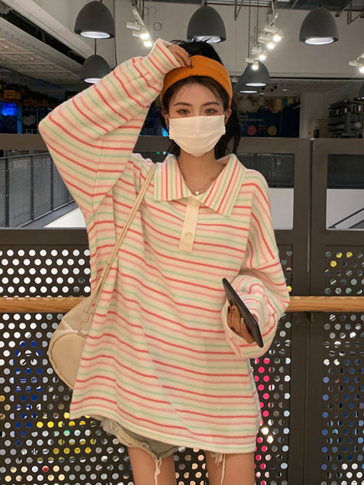 Rainbow Striped Knit Sweater