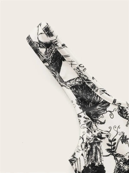 Black & White Plant Print Tank Top
