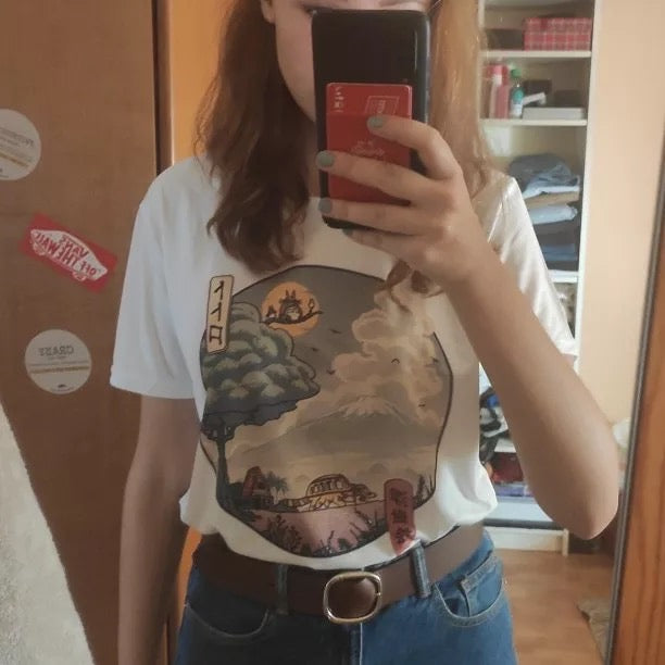Cute Anime Japanese Cartoon Print Graphic Casual Short Sleeve T-Shirt