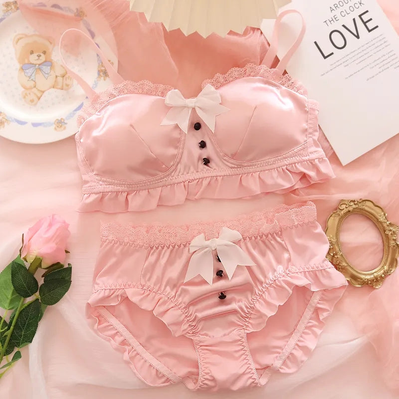 Japanese Maid Bow Bra + Panties Lingerie