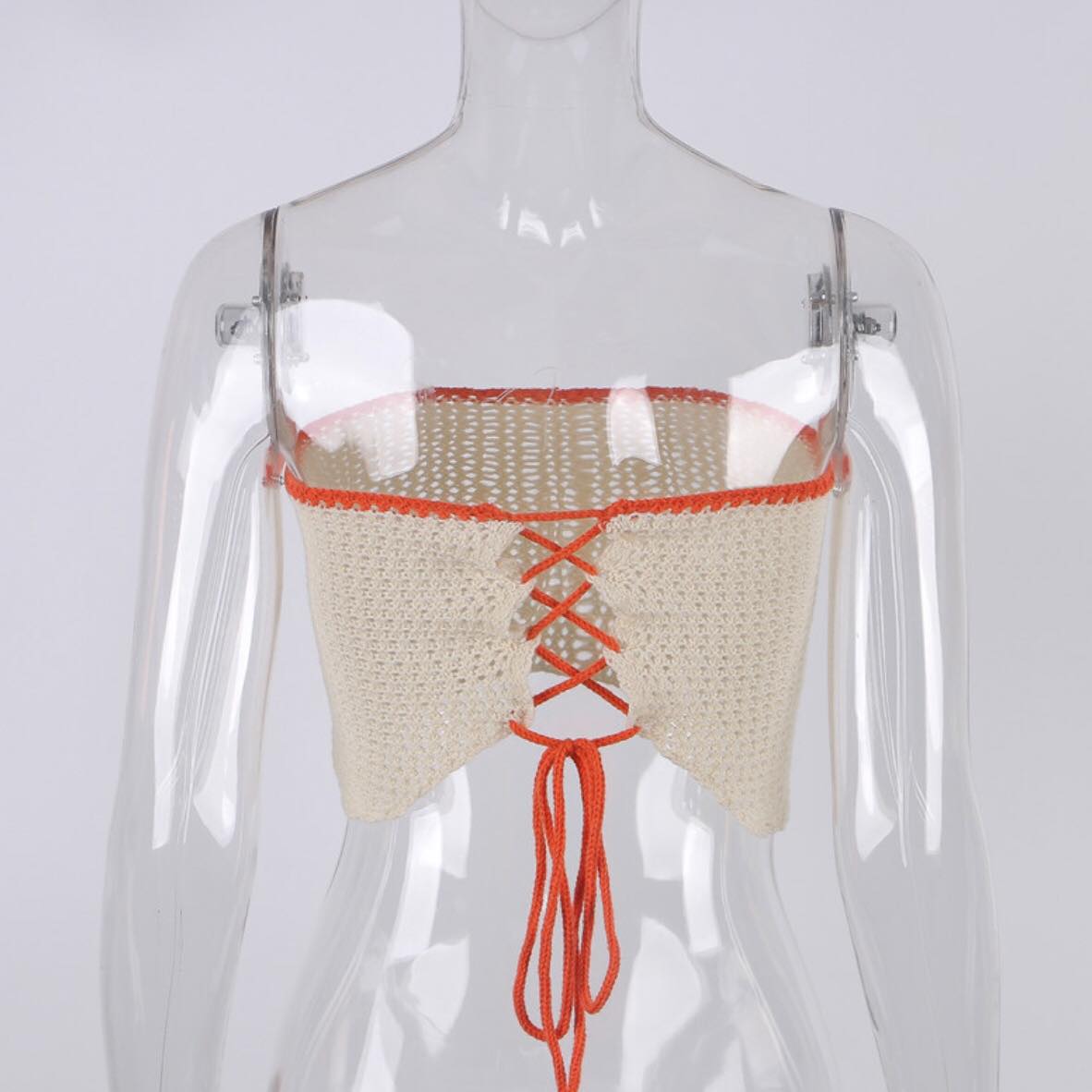 Sexy Knit Bandage Crop Top Sleeve Strapless Tube Shirt Backless Summer Aesthetic Casual E-Girl Kawaii Korean Japanese Harajuku
