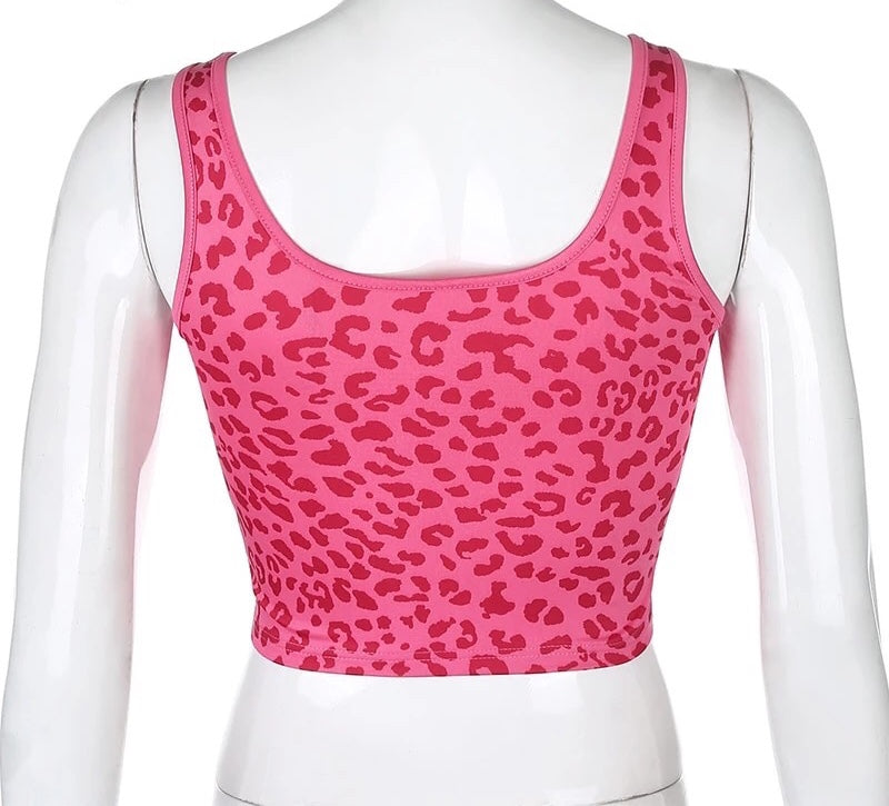 Cute Leopard Print 90s Goth Tank Crop Top Camisole Shirt Tee T-shirt E-Girl Kawaii Korean Japanese Harajuku Chinese Retro Streetwear Aesthetic