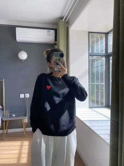 Cute Heart Embroidery Turtleneck Knit Pullover Sweater Sweatshirt Pullover Long Sleeve Shirt Casual E-Girl Kawaii Korean Japanese Harajuku Streetwear
