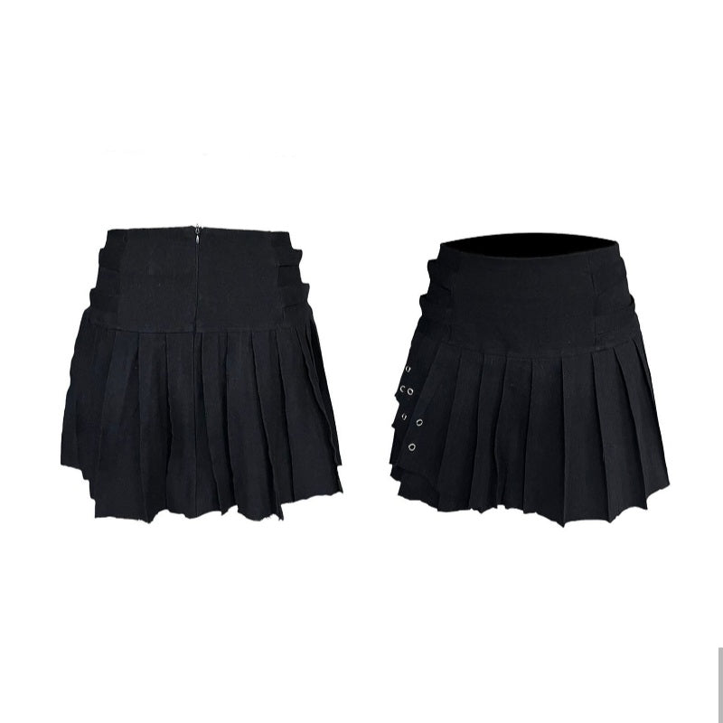 Black Pleated Mini Skirt