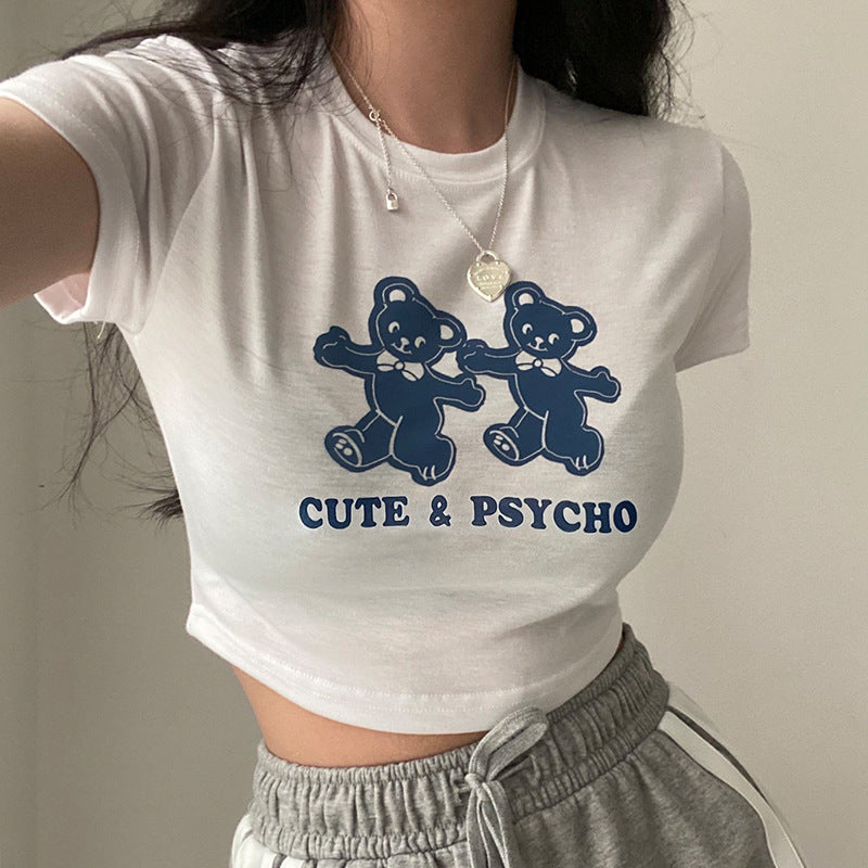 Bear Print Crop Top