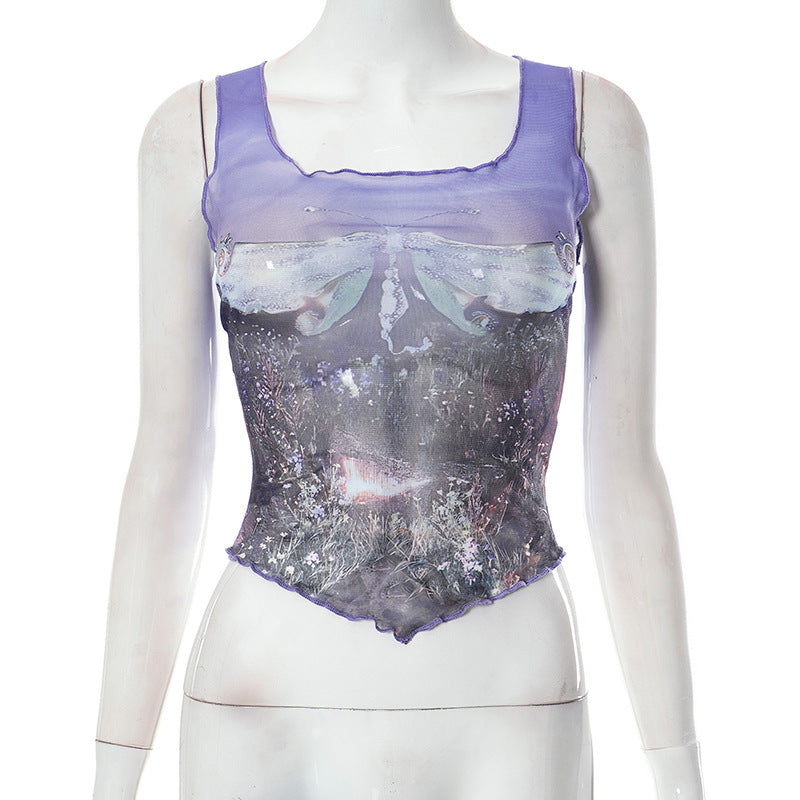 Butterfly Mesh Tank Top