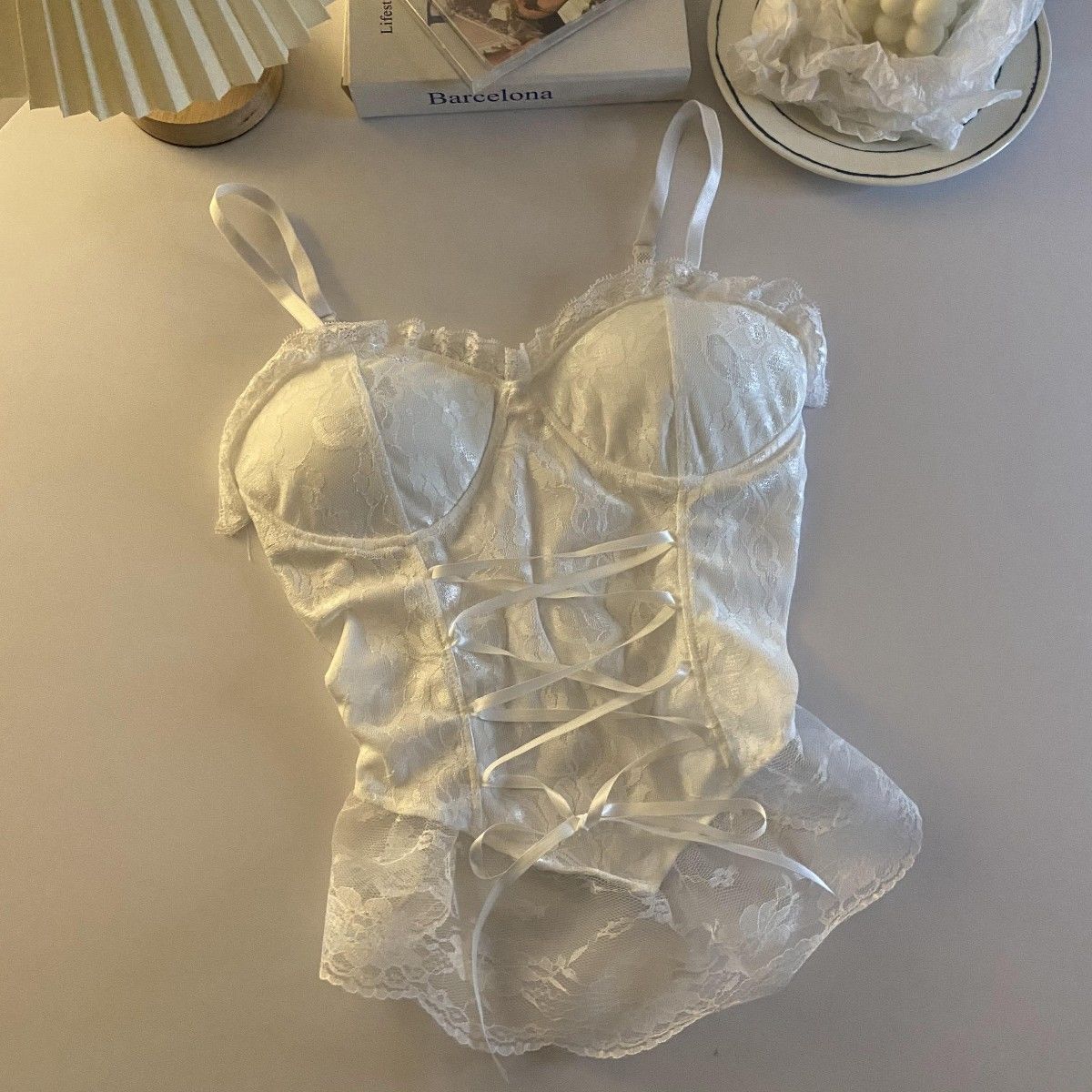 Spaghetti Strap Lace Corset Top