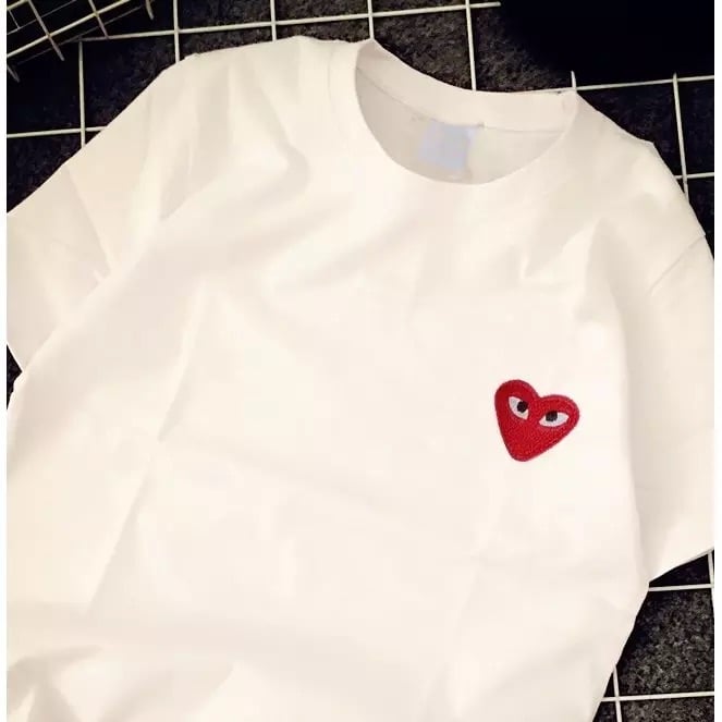 Cute Heart Shape Love Embroidery Loose Oversize Short Sleeve Short T-shirt Tee Top Summer Casual E-Girl Kawaii Korean Japanese Harajuku Streetwear