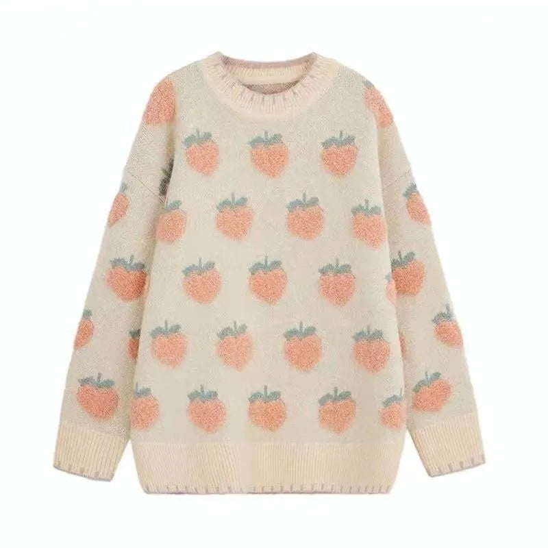 Peach Print Soft Sweater