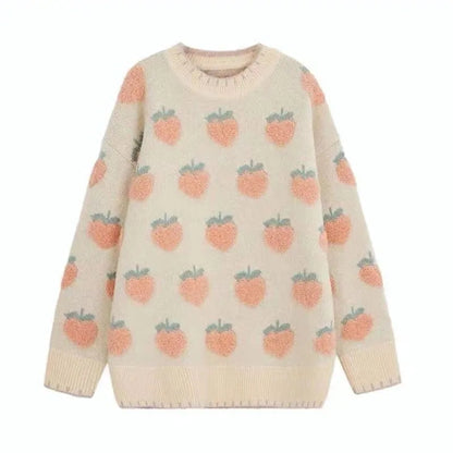 Peach Print Soft Sweater