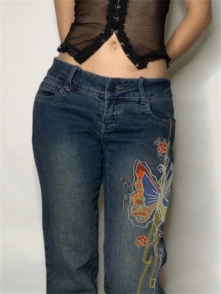 Butterfly Low Waist Denim Jeans