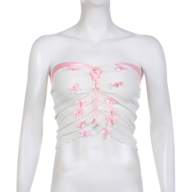 Pink Sweet Bow Split Bandage Top