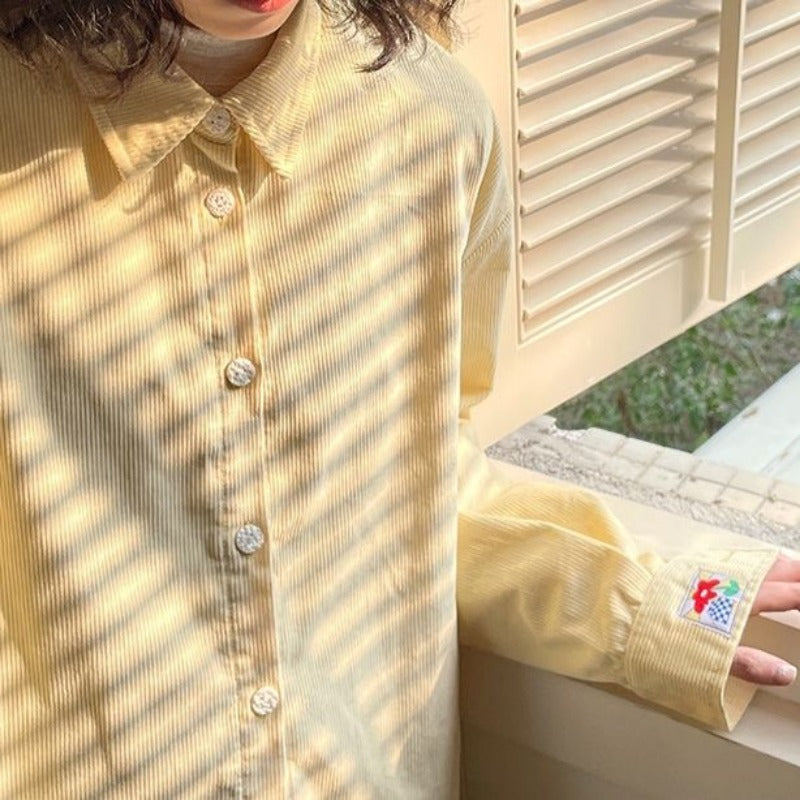 Yellow Corduroy Oversized Blouse