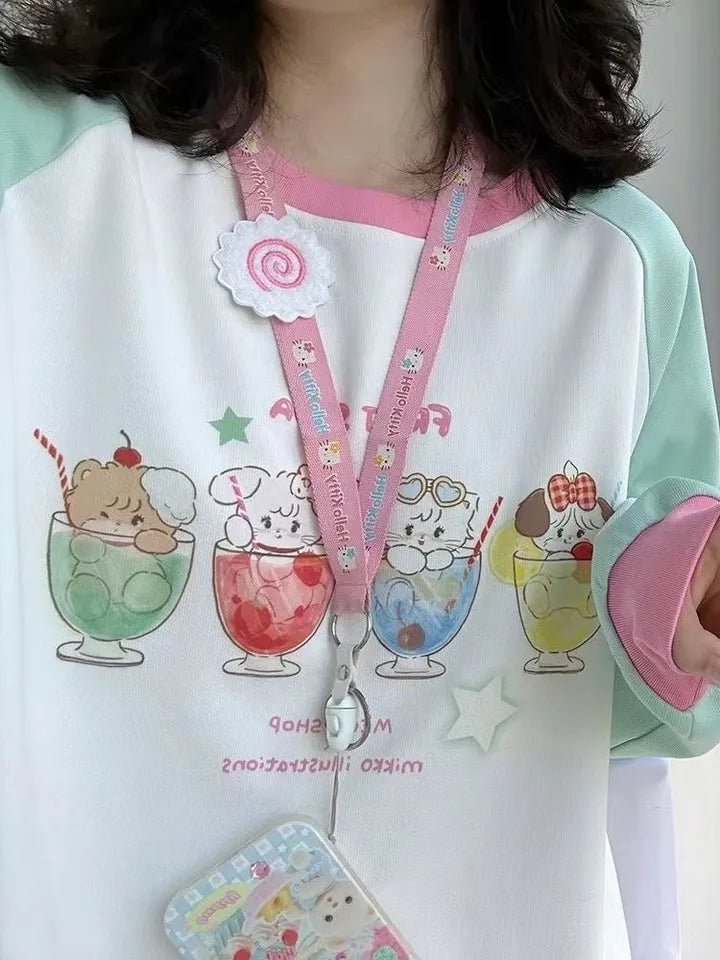 Animal Dessert Patchwork Sweatshirt