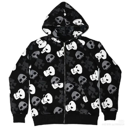 Black Skull Punk Zipper Hoodie