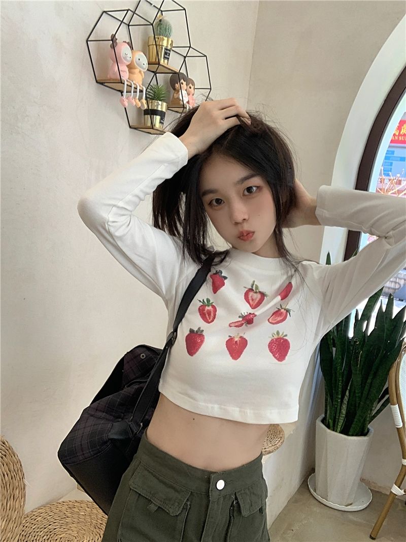 Strawberry Print Long Sleeve T-shirt