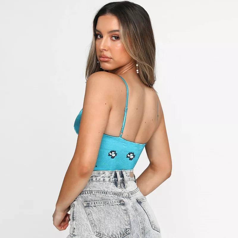 Cute Satin Flower Corset Crop Top Strapless Sleeveless Tube Top Bustier Summer Aesthetic Casual E-Girl Kawaii Korean Japanese Harajuku