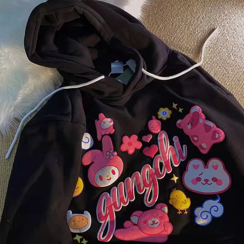 Anime Cartoon Graphic Print Hoodie