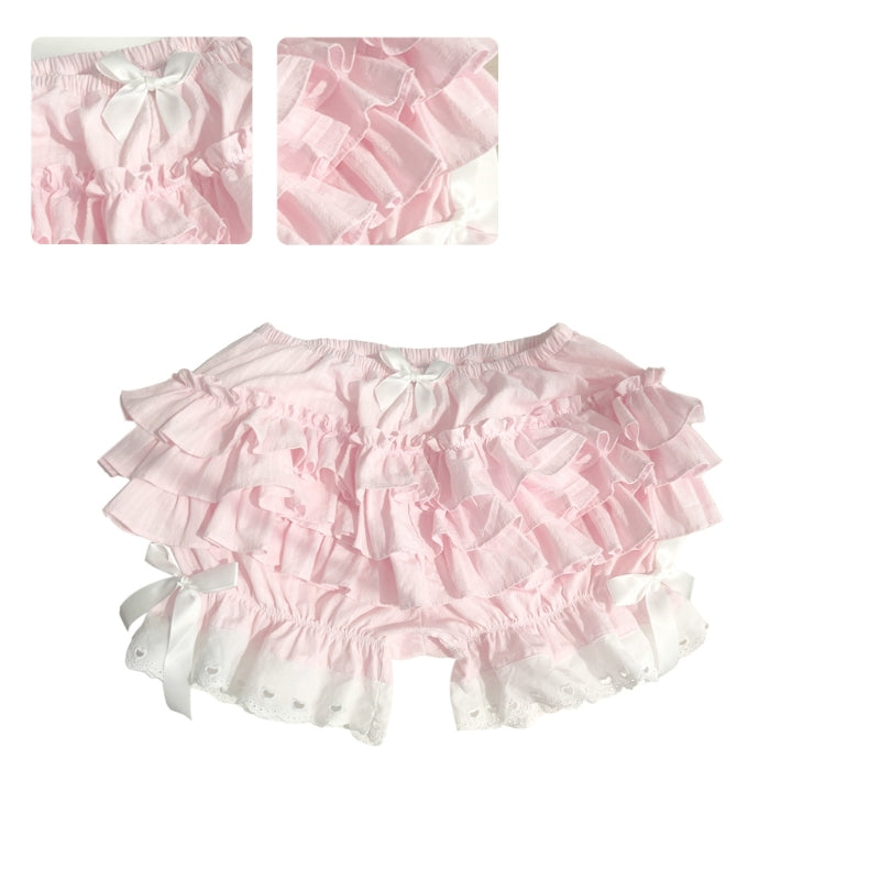 Pink Layered Ruffle Bloomer Shorts