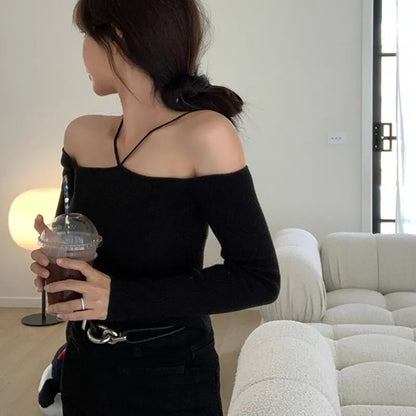 Halter Cut Out Knit Sweater