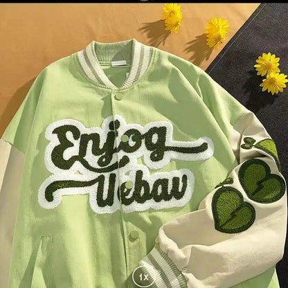 Heart Letter Embroidery Varsity Jacket