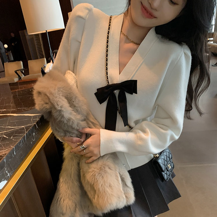 Bow Heart Button Cardigan