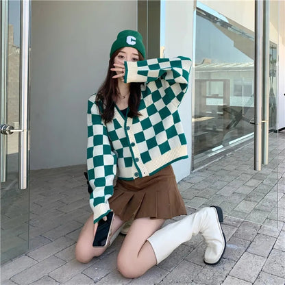 Checkboard Patchwork Cardigan