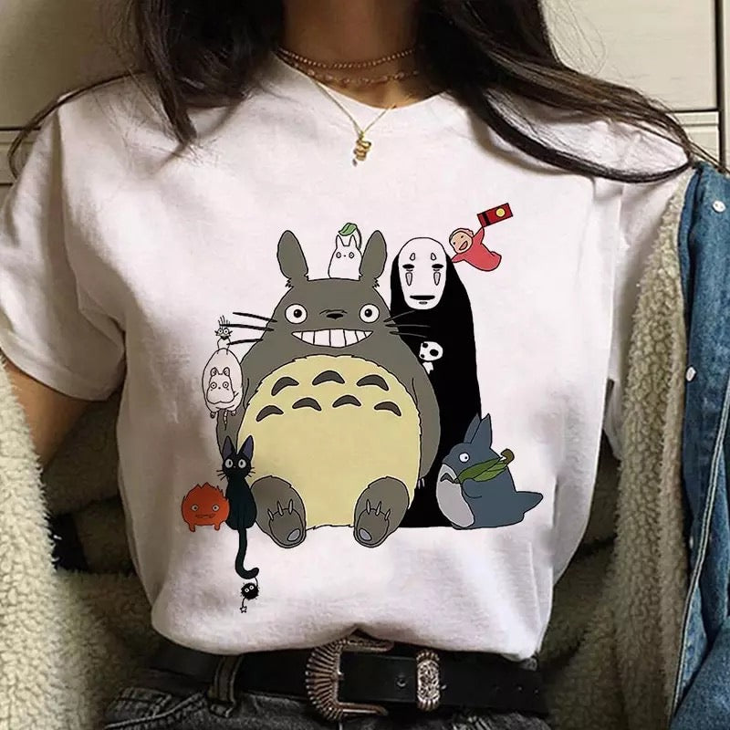 Japanese Anime Cartoon Print Loose Casual Short Sleeve Shirt T-shirt