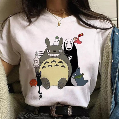 Japanese Anime Cartoon Print Loose Casual Short Sleeve Shirt T-shirt