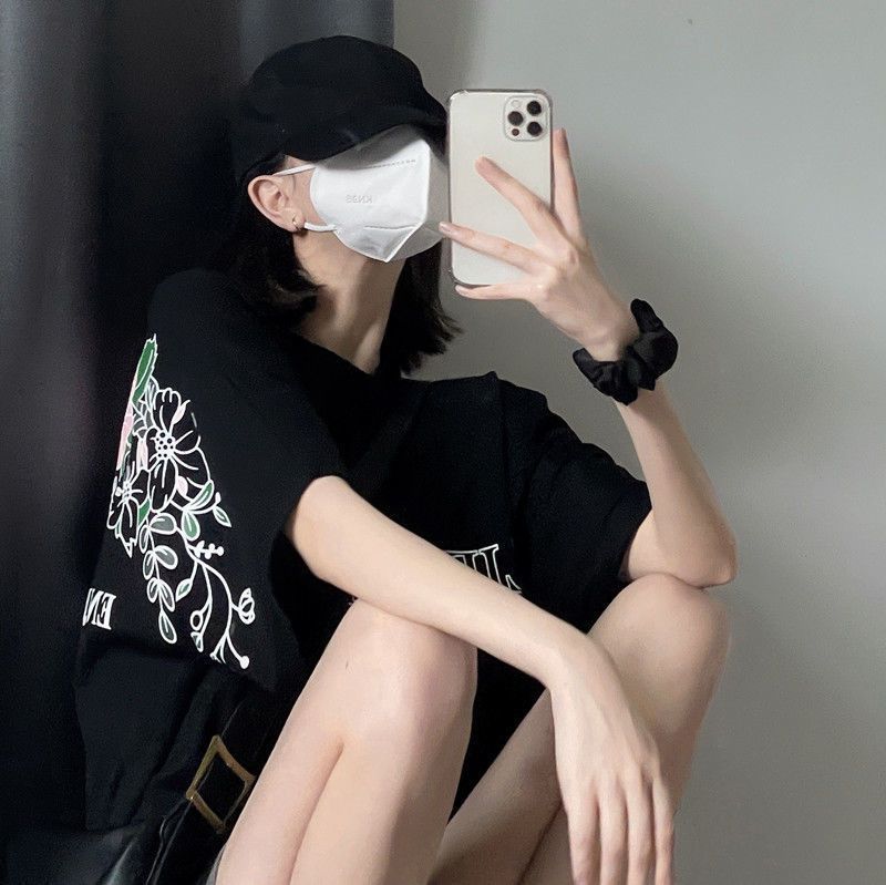 Flower Print Loose Short Sleeve T-shirt
