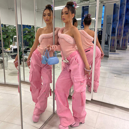 Pink Pocket Cargo Pants