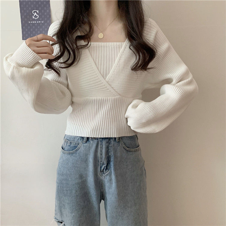 White Knit Crop Sweater